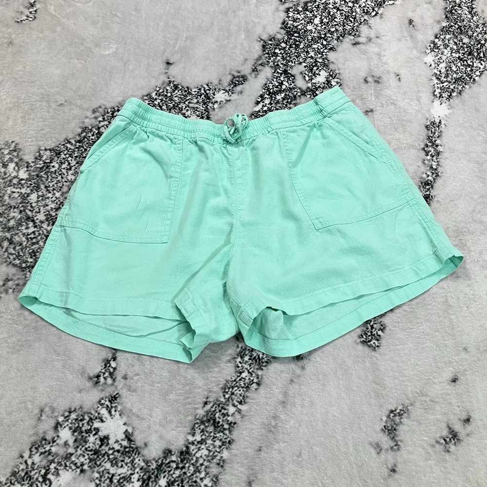 J.Crew Shorts Womens Large Mint Green Linen Blend Drawstring Pull On Pockets